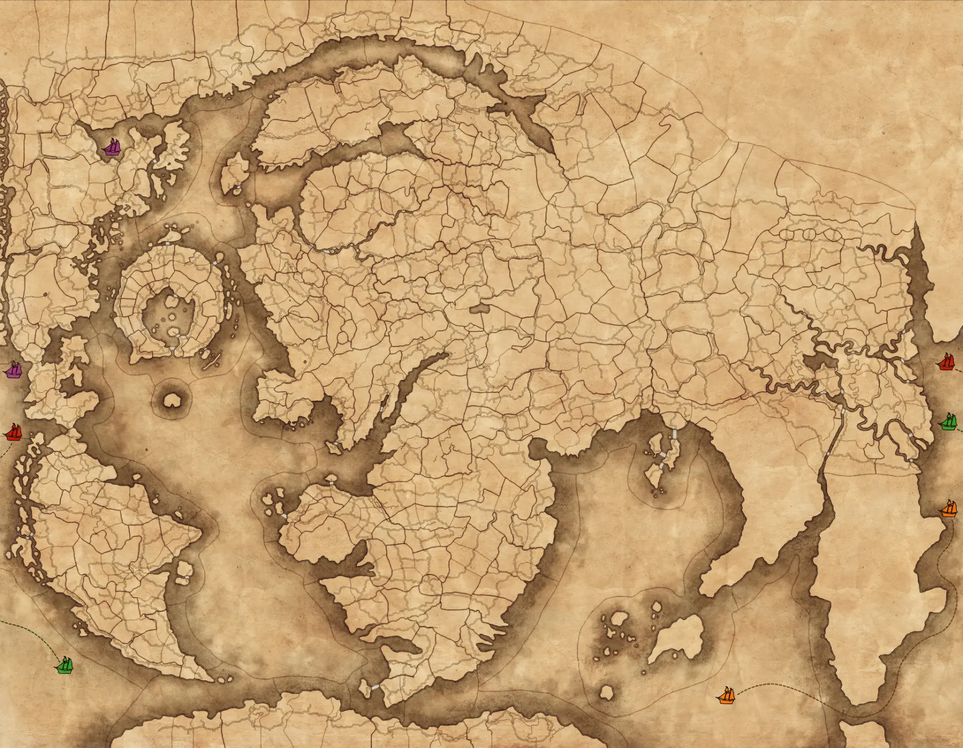 Parchment campaign map of the Immortal Empires world